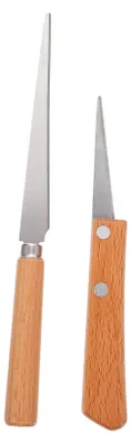 Produktbild von 2-teiliges Fettling Cutter Set aus Edelstahl mit Holzgriff für Töpfer- und Modellierarbeiten