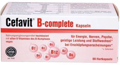 Produktbild von Cefavit B-complete Kapseln für Energie, Nerven und Psyche bei Erschöpfungserscheinungen, 60 St. Kapseln