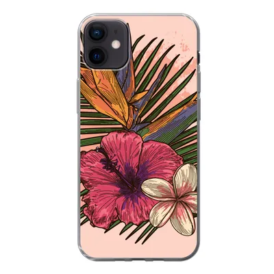 Produktbild von MuchoWow® Handyhülle Schutzhülle Hülle für iPhone 12 mini Blumen - Tropisch - Rosa Silikon Softcase Handy Hülle - Bild