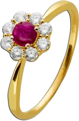 Produktbild von Rubin Ring Gelbgold 585 14K roter Edelstein Diamanten  19
