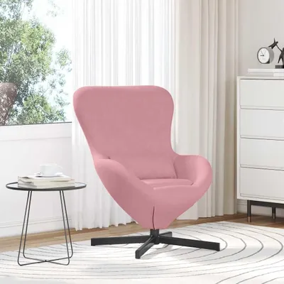 Produktbild von Rosa Eiersessel aus Samt, drehbarer Polstersessel mit Rückenstützkissen für Wohnzimmer und Schlafzimmer, 63 x 73 x 90 cm