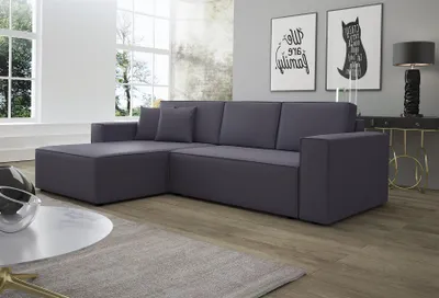Produktbild von Ecksofa Schlafsofa Sofa CONOR Kunstleder Grau Ottomane Links