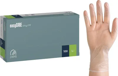 Produktbild von easyCARE Vinyl PF Handschuhe, puderfrei L (100 Stk.)