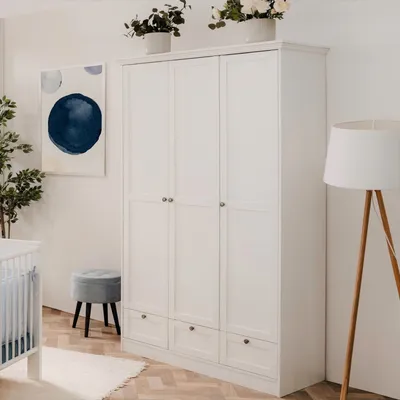 Produktbild von Homestyle4u Kleiderschrank Weiß Schlafzimmerschrank 120cm Drehtürenschrank