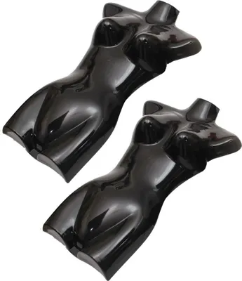 Immagine prodotto di set di 2 busti femminili, busto da donna in plastica da 72 cm, mezzo busto in plastica di colore nero, busto da manichino, mezzo corpo da donna in plastica, figura da manichino, manichino con ganci