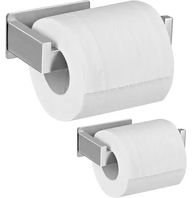 Obrázok produktu pre Držiak na toaletový papier bez vŕtania, samolepiaci, nerezová oceľ, 2 kusy, strieborná farba