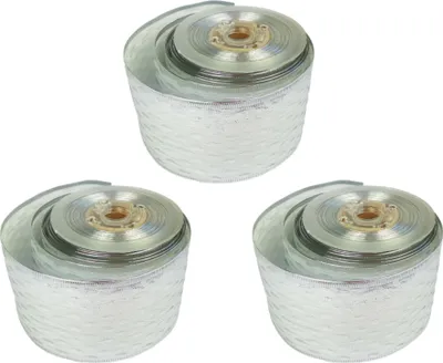 Obrázok produktu pre Sada 3 dekorácií: strieborná stuha s lesklým vzorom 6 cm x 10 m