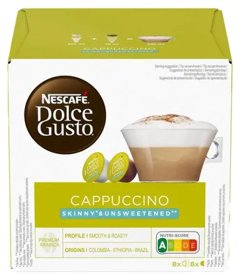 Zdjęcie produktu dla Nescafé Cappuccino Skinny/Light, Kapsułka kawy, Dolce Gusto, 16 kub., 161 g, 16 szt.