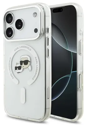 Obrázok produktu pre Karl Lagerfeld IML K&CH Heads kovový rám MagSafe kryt pre iPhone 17 Pro priehľadný (KLHMP17LHLSKCH)