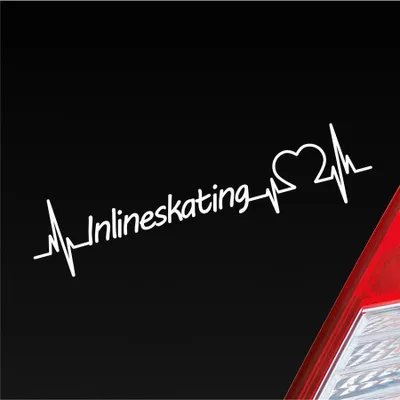 Produktbild von Auto Aufkleber Inlineskating Herzschlag Rollschuh Inliner Sport Liebe 19x19 cm Weiss Glanz Sticker Heckscheibenaufkleber