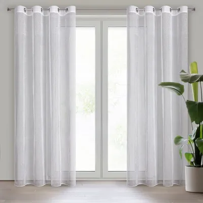 Produktbild von Gardine MAJA weiß silber 140x260 cm Ösen Ösenvorhang