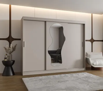 Obrázek produktu pro Šatní skříň 250 cm BEYZA se zrcadlem - kašmírová
