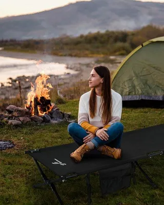 Produktbild von Famanu Feldbett Klappbett 199 x 73 cm - Campingbett, inklappbar, XXL, für Outdoor und Reisen