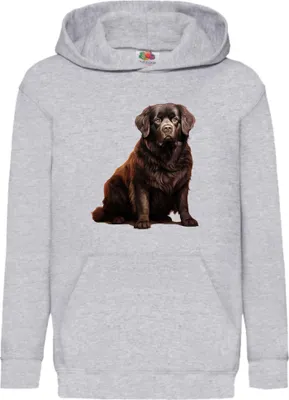 Obrázok produktu pre Detská Mikina S Kapucňou Dogs Breeds Newfoundland Dog Breed 005, 7-8 Jahr - 128 / Heather šedá