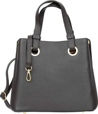 Produktbild von Vera Pelle Ventura Damenhandtasche aus Leder Ebenholz – 3 Fächer – Italienisches Narbenleder – goldfarbene Hardware – elegante Umhängetasche