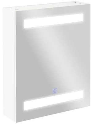 Image de Armoire de salle de bain, miroir avec éclairage LED, 2 étagères, blanc