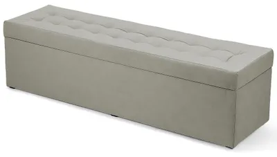 Produktbild von MG Design Polsterhocker Grau 45x160 cm - Stauraum 190L, bis 300 kg, matt & pflegeleicht, für Wohnzimmer & Flur