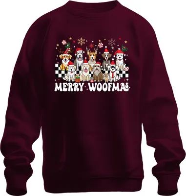 Produktbild von Merry Woofmas Hund Hunde Hundehalter - Weihnachten Xmas Christmas Uni Pullover, Burgundy, 3XL