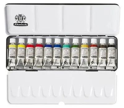 Produktbild von Schmincke HORADAM Aquarellfarben-Set 12 × 5 ml Tuben im Metallkasten