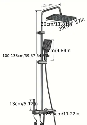 Obrázok produktu pre Systém sprchy - Sprchová batéria - Súprava do sprchy - Ručná sprcha - Výstup pre vaňu - Šedá farba - Nastaviteľná výška