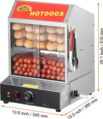 Zdjęcie produktu dla Parowar do hot dogów SucceBuy, 27 l, 2-stopniowy parowar do hot dogów, regulacja temperatury 30°C~85°C, elektryczny podgrzewacz do bułek z przesuwanymi drzwiami ze szkła hartowanego, szczypce do talerzy z rozdzielaczem, stal nierdzewna.