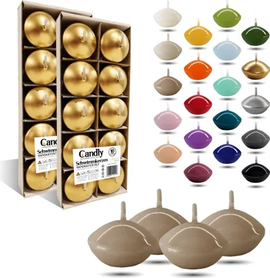 Immagine prodotto di CANDLY HANDMADE© 10x candele galleggianti Premium Ø 45mm | San Valentino, Pasqua, Natale, decorazione della casa, candele, candele per donne (Beige)