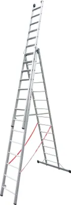 Produktbild von Euroline Premium 30777 Stufen Mehrzweckleiter mit Wandlaufrollen 3-teilig 3x14 Stufen