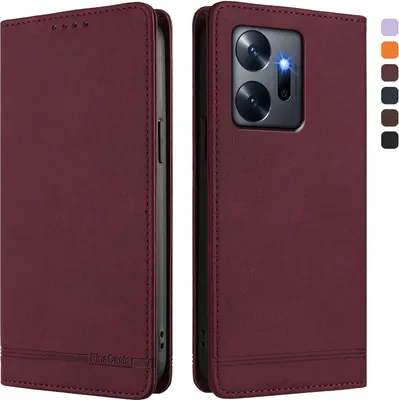 Obrázek produktu pro Pouzdro pro Infinix Zero 20, retroPolyuretankožené flip pouzdro s stojánkem a přihrádkami na karty Červený