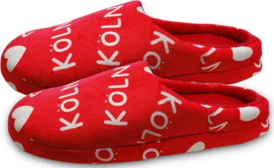 Produktbild von Köln Pantoffeln Softfleece rot weiß Kölsch Prinzess Hausschuhe Damen Herren 42