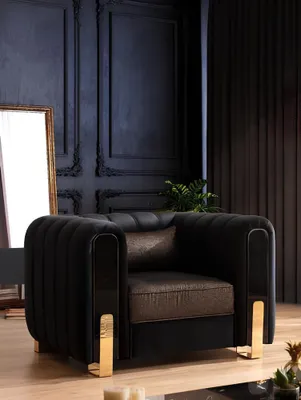 Obrázok produktu pre Medusa Sessel Luxus Einsitzer Couch Textil Polster Möbel Couchen Schwarz Stoff
