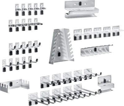 Produktbild von Bott Werkzeughaltersortiment 40tlg. 10Haken 10Doppelhaken 20div.Halter