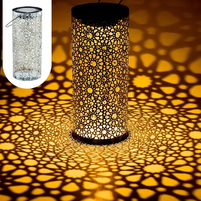 Produktbild von Marrakesch Solarlaterne für außen mit Henkel aus Metall 30cm Groß | Orientalische Outdoor Solar LED Laterne Noum Grün IP65 Wasserdicht als Gartendeko Deko