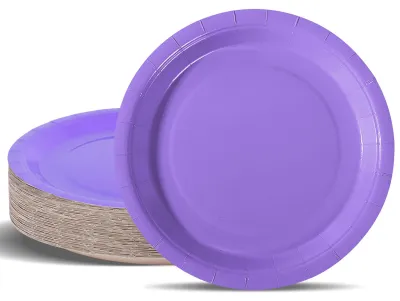 Papier Teller 50 Stück 18 cm lila Einweg rund