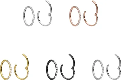 Produktbild von Ohrpiercing, Nasenpiercing, Septum Piercing Titan Segmentring Clicker EINGEFASSTE KRISTALLE RoséGold Innendurchmesser: 9mm + Stabstärke: 1,2mm