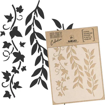 Produktbild von Malschablone für Handwerk A4 21x30cm, Blätter Mini Grenze Muster, Wiederverwendbare Kunststoff DIY & Scrapbooking Zeichenschablone