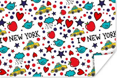 Produktbild von MuchoWow® Poster New York - Wolken - Sterne 90x60 cm - Schlafzimmer