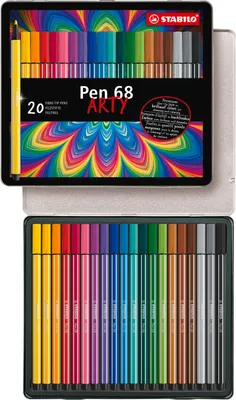 Produktbild von Premium-Filzstift - STABILO Pen 68 - 20er Metalletui - mit 20 verschiedenen Farben