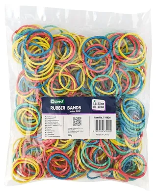 Produktbild von D.RECT – Gummibänder – Pack mit 100 g, ca. 360 Stück – Gummiringe – Perfekt für Haushalt und Büro – Wiederverwendbar – Sehr langlebig