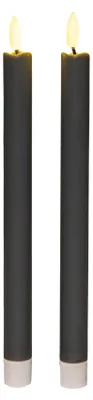 Produktbild von Coen Bakker LED Stabkerzen taupe Timer Tafelkerzen Kunststoff 3D Flamme 2x26cm