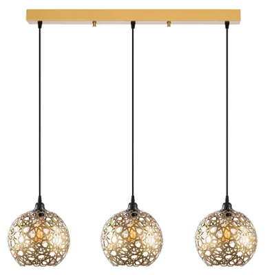 Goldener Kronleuchter, verstellbar 37-117 cm, 3x E27, Metall