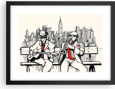 Produktbild von Gerahmtes Poster - Schwarzer Rahmen - Jazz Musik Musiker - 40x30 cm - Wand Bild - Wanddeko - Wandbilder - Kunstposter - Wandposter - Bilderrahmen - Bilder - Kunstdruck - Wandbild - P2BAA40x30-3599