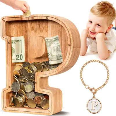 Image de Grande tirelire en bois avec les lettres A et Z, pour les enfants, les filles et les adultes, cadeau, décoration