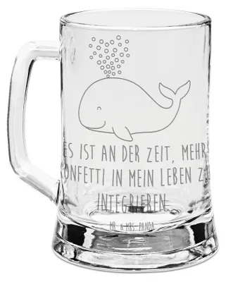 Produktbild von Mr. & Mrs. Panda Krug Wal Konfetti - Transparent - Geschenk, Diät, Trennung, Meer, Motivation, Bierhumpen, Seidel, Abnehmen, Geburtstag, Humpen, Glas Bierkrug, Mit Gravur