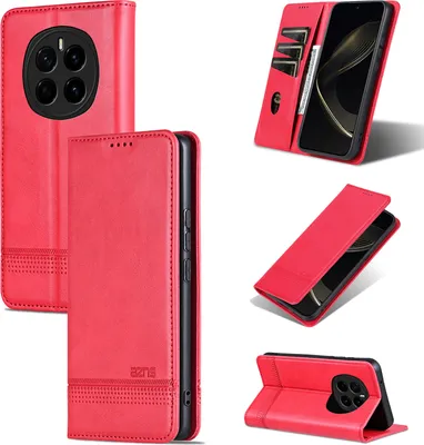 Image de Etui en cuir pour Honor Magic7, étui portefeuille pliable avec fermeture magnétique et support Rose
