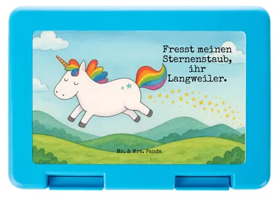 Produktbild von Mr. & Mrs. Panda Lunchbox Einhorn Happy Design - Weiß - Geschenk, Bentobox, Snackdose, Unicorn, Snackbox, Lächeln, Einhörner, Vorratsdose, Bento Box, Freude, Witzig