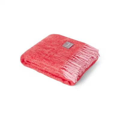 Produktbild von Stackelbergs Plaid-Mohair-Decke Mohair-Wolle Rot-Pink L 130 cm B 170 cm