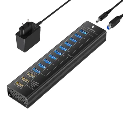 Immagine prodotto di Hub USB, 10 porte, trasferimento dati veloce, 13 porte con spina UE di tipo C