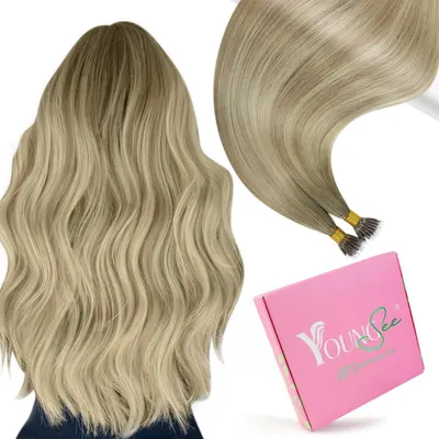 Immagine prodotto di Nanoring Extensions, capelli veri, color grigio scuro con riflessi platino, lunghezza 45 cm, peso 50 grammi, qualità Remy