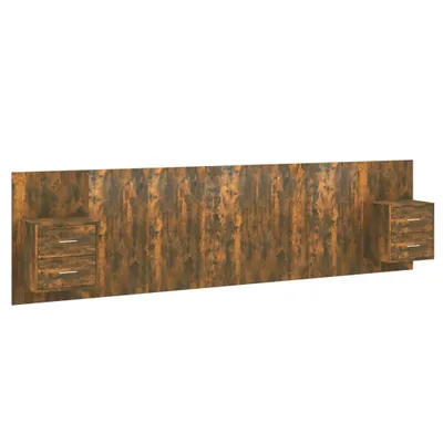 Image de vidaXL Tête de lit avec chevets Chêne fumé Bois composite