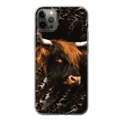 Produktbild von MuchoWow® Handyhülle Schutzhülle Hülle für iPhone 12 Pro Max Schottischer Highlander - Pantherdruck - Schwarz Silikon Softcase Handy Hülle - Hartschale